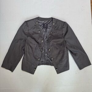 Women's Satin Gray Button Decorated Blazer